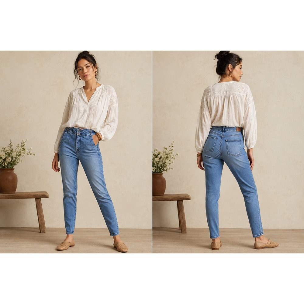 Pilcro Anthropologie High Rise Skinny Jeans Button Detail‎ Waist Size 27